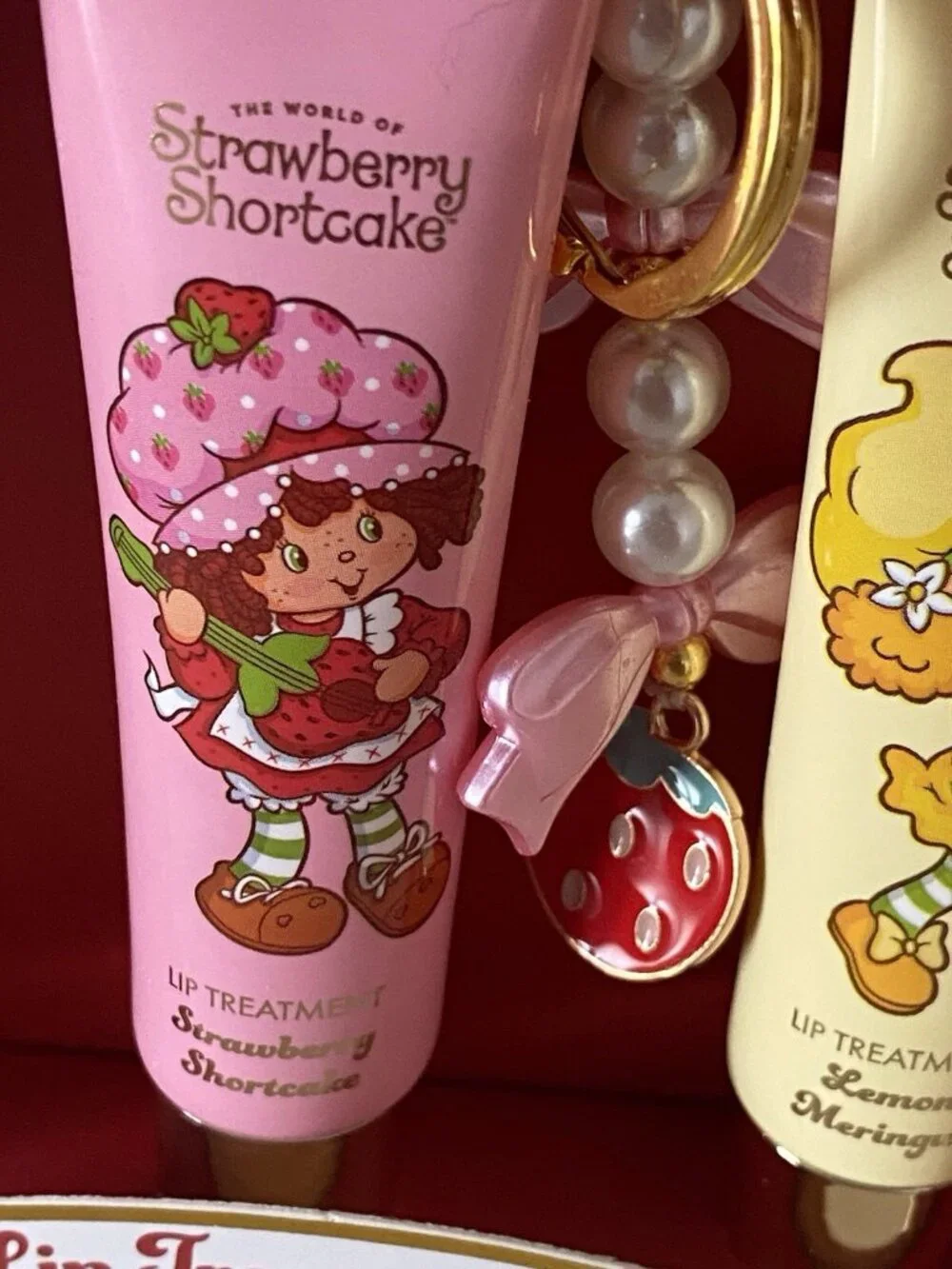 Set Of 3 Strawberry Shortcake Lip Treatment‎ Lime Chiffon Lemon Meringue W/Charm